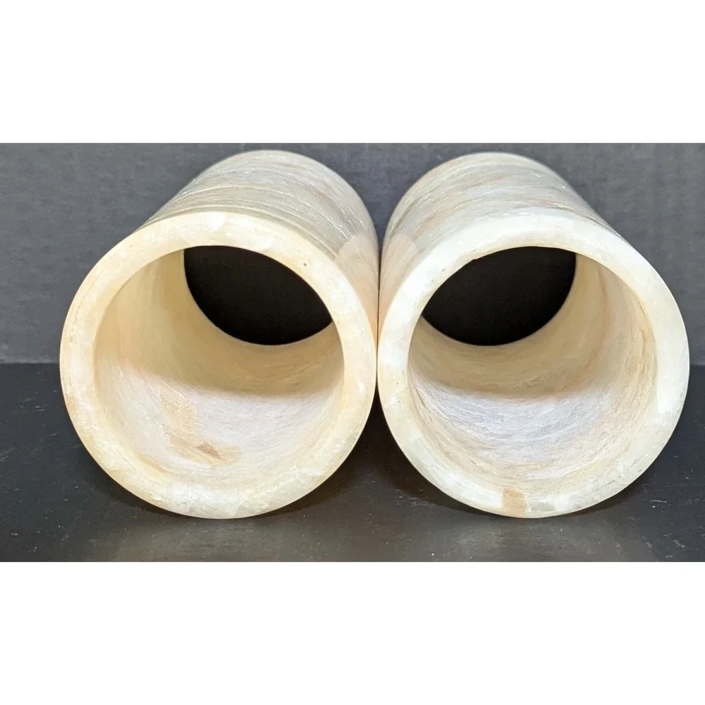 Onyx Stone‎ Cylinders For Lamp Shades/Candle Covers/Faux Flower Vase Set of Two